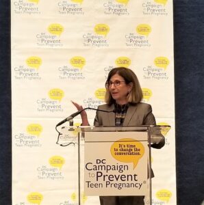 Barbara Harman giving her speech at DC Campaign's 20th Anniversary Change the Conversation Luncheon 