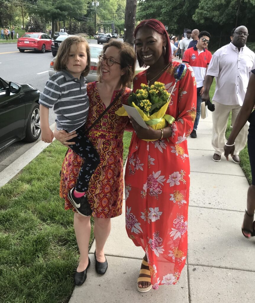 Karyn and her son at Alicia's graduation in May 